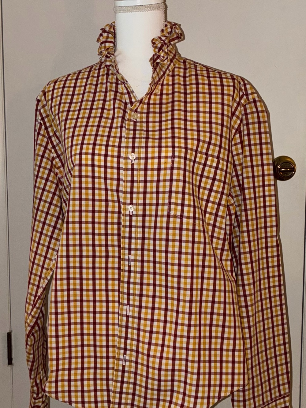 Up cycled ruffled collar shirt